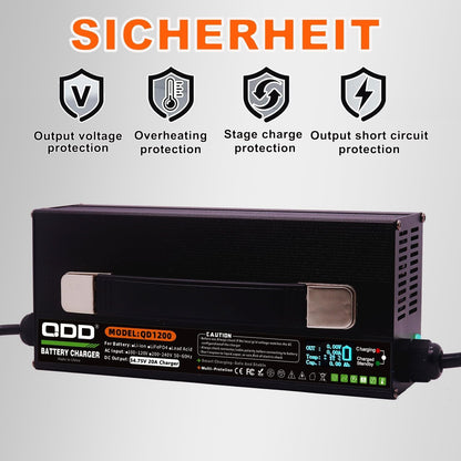 LiFePO4 Batterijlader – Acculader – Lader – Snellader – Batterijoplader – 54,75V 20A Uitgang – Aluminium Behuizing Met Ventilator