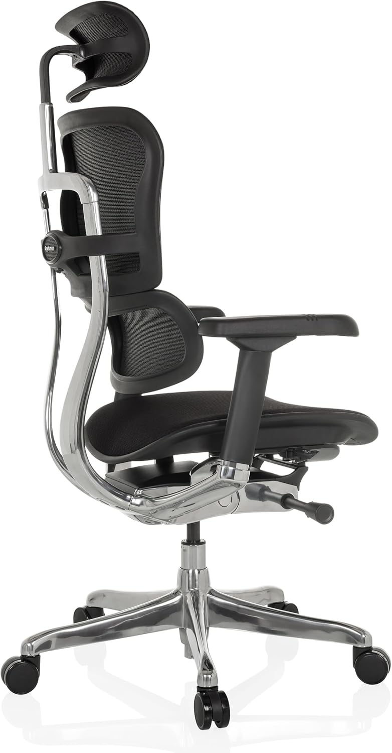 hjh OFFICE Ergonomische Ergohuman Gen2 Bureaustoel, ergonomisch design, bureaustoel met flexibele lendensteun, zitting gevoerd, stof zwart