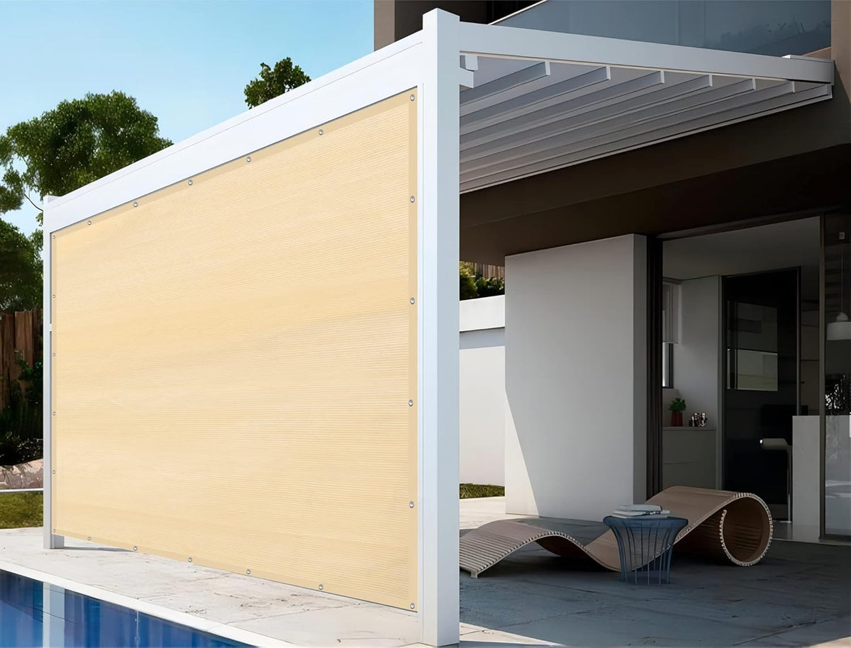 Shatex 8x12ft 90% UV Blok Outdoor Zonnebrandcrème Schaduw Panel, Patio/Venster/RV Luifel, Getapete Rand met Doorvoertule