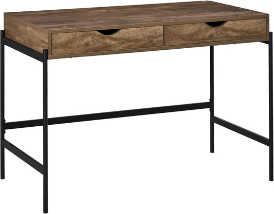 HOMCOM computer table industrial style desk desk table with drawers home office table MDF metal brown + black 110 x 55 x 75 cm - QUORE