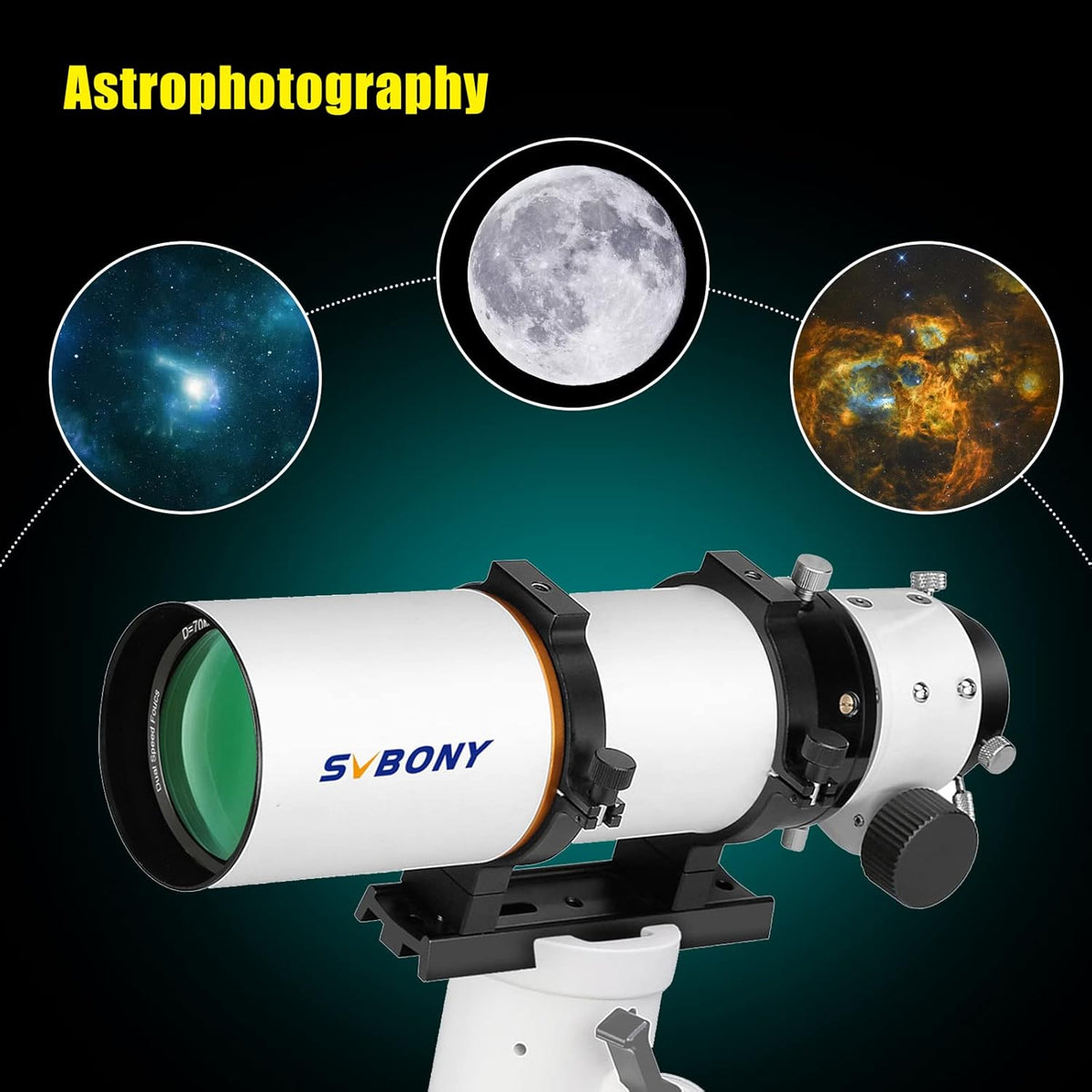 SVBONY SV503 Draagbare telescoop, 70ED F6 extra lage dispersie optische buis, micro-reductie rap focuser, voor astrofotografie en visuele astronomie