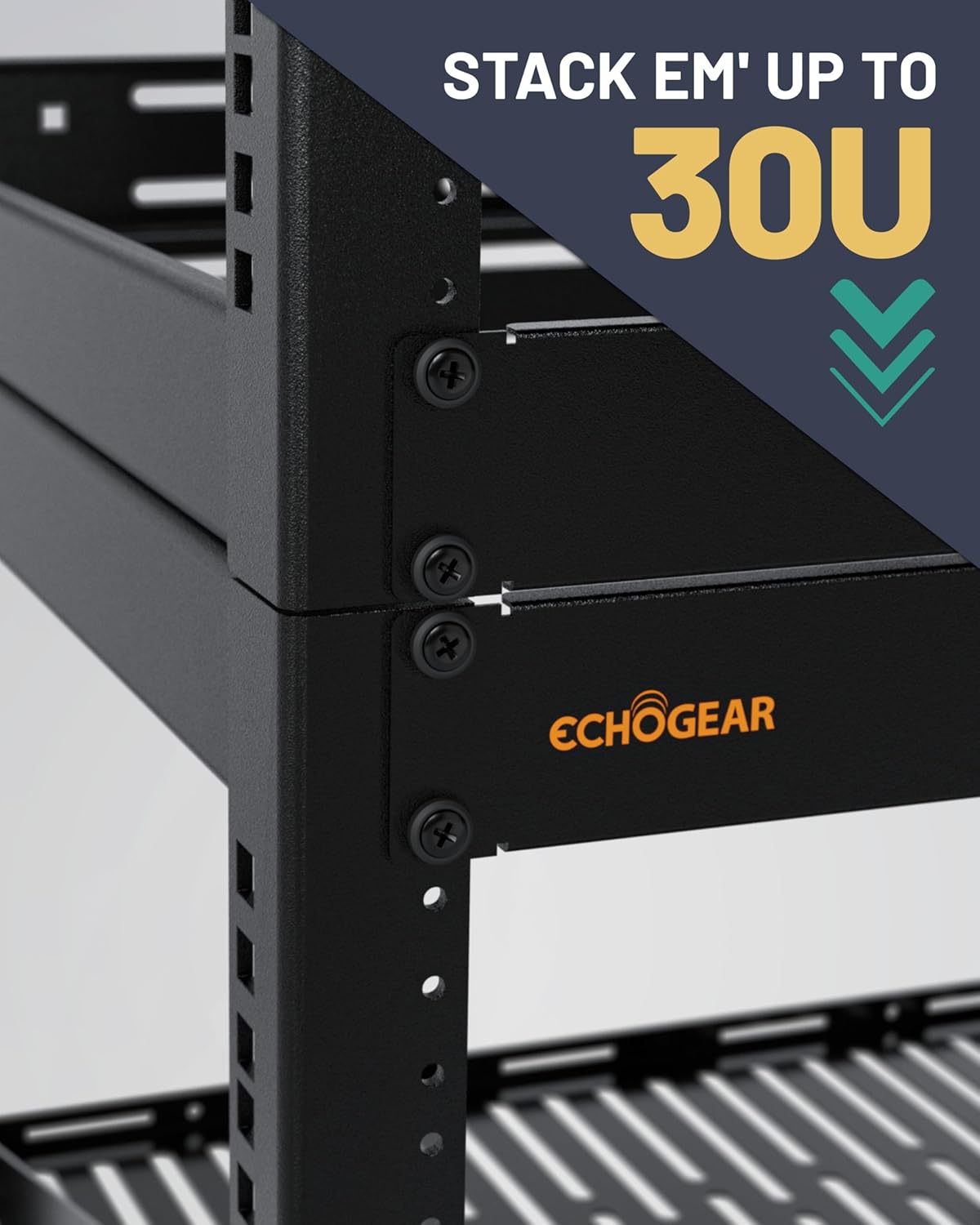 ECHOGEAR 10U Netwerkrek - Wandmonteerbaar Heavy Duty 4-paalontwerp voor al uw netwerk- en AV-apparatuur - Open frame-ontwerp omvat 2 1U geventileerde planken en montagehardware