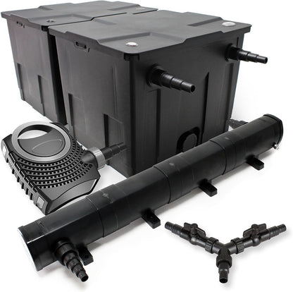 SunSun vijverfilterset voor 60.000 l met UVC 72 W, NEO10000 pomp 80 W, slang 25 m en fontein