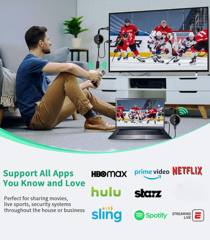 Draadloze HDMI Zender en Ontvanger 4K/5G, Wireless HDMI Transmitter and Receiver 165FT/50M, overdracht van Laptop/TV box/Camera/PS5/Phone naar Televisie/Monitor/Projector