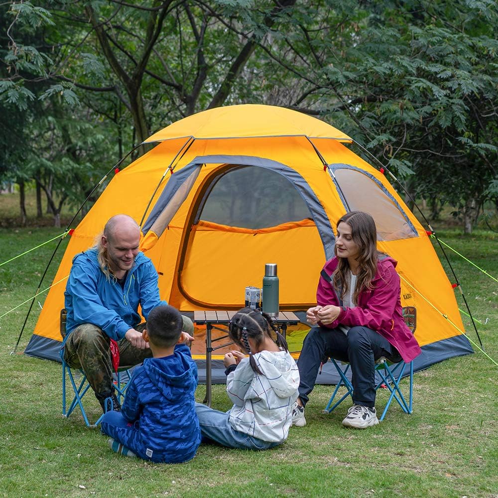 KAZOO Outdoor campingtent voor het hele gezin, duurzame waterdichte campingtent, eenvoudige installatie, tent voor twee personen, zonwering voor 2/3/4 personen