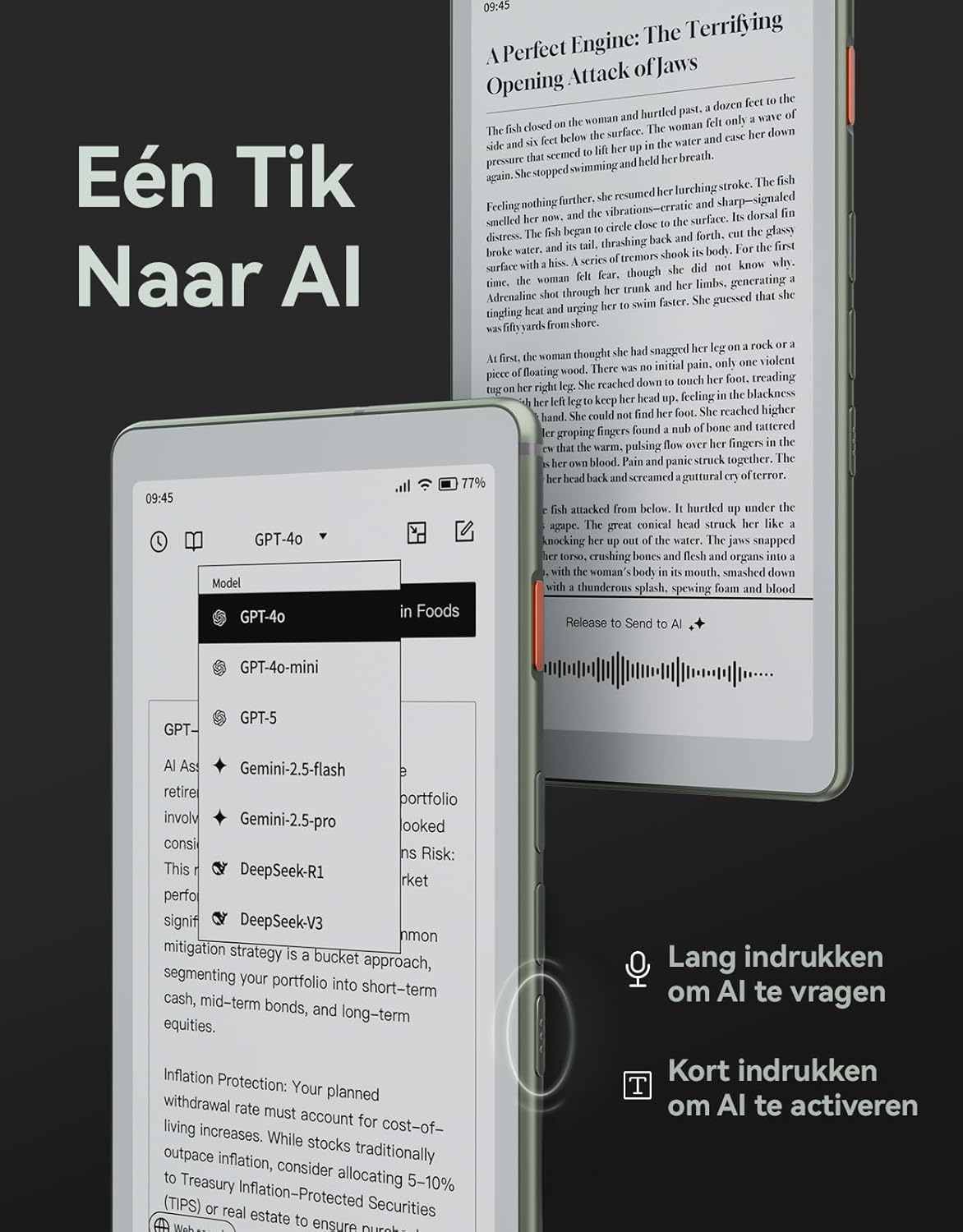 VIWOODS 6,13’’ AiPaper Reader met 4G-connectiviteit, Ultradunne & Lichte E Ink eReader, AI-geïntegreerd, 300PPI, Instelbaar Frontlicht, 128GB Opslag