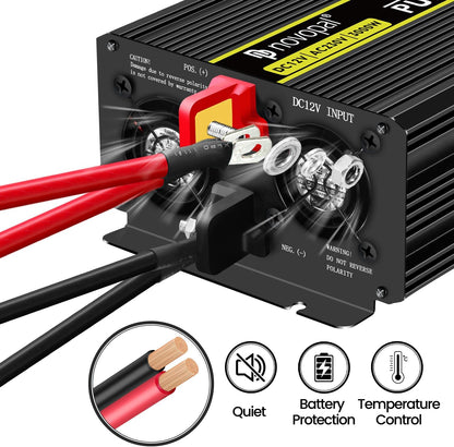<font dir="auto" style="vertical-align: inherit;"><font dir="auto" style="vertical-align: inherit;">        novopal Power Inverter Pure Sine Wave - 3000 Watt 12V DC to 230V/240V AC Converter - 2 AC EU Outlets Car Inverter with Dual USB Ports - 5 Meter Rem