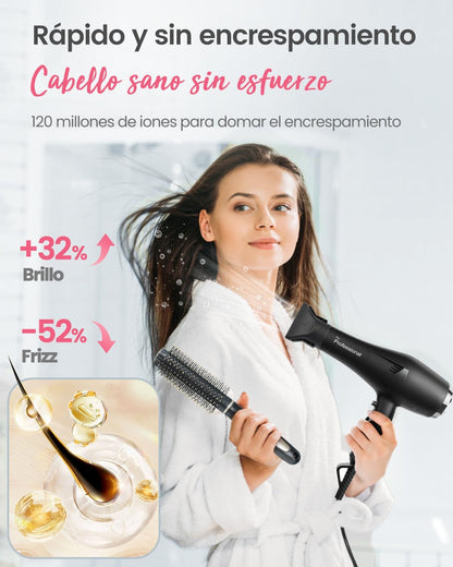 Dekuri Ionen föhn, professionele haardroger met diffuser en 2 stylingsproeiers, 3 warmtestanden en 2 blaasstanden, 2,5 m kabelföhn, krachtige haardroger voor het hele gezin