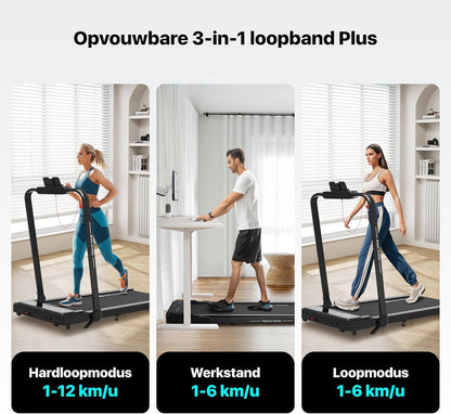 Mobvoi Home 3 in 1 Foldable Treadmill with 6% Incline Treadmat 2.5HP Compact Portable Treadmill Under Desk with Remote Control LED Display for Home Office 120kg 12km/h - QUORE