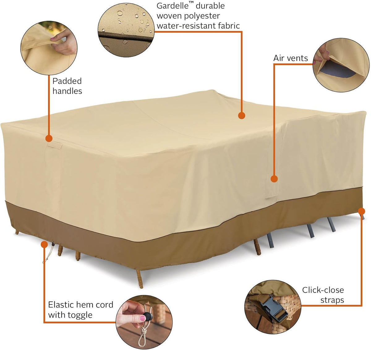 Classic Accessories 55-883-041501-00 Patio Furniture Cover 140" x 70"