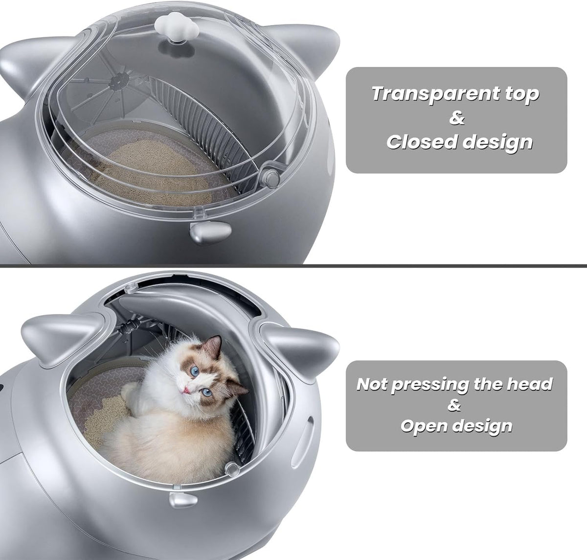 Zelfreinigende kattenbak, app-bediening, 80L extra grote automatische kattenbak, 360° geurbestrijding, geschikt voor gezinnen met meerdere katten en grote katten