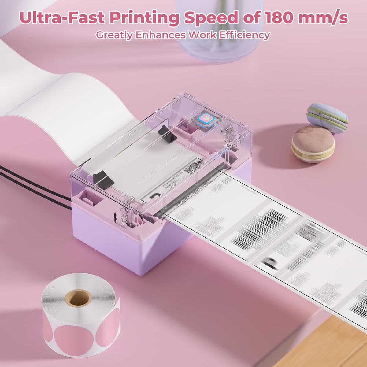 MUNBYN Labelprinter Bluetooth 4x6, Thermische Labelprinter, Ideaal voor kleine bedrijven en thuisgebruik, Compatibel met iOS, Android, Windows, Chromebook, DHL en UPS, Paars