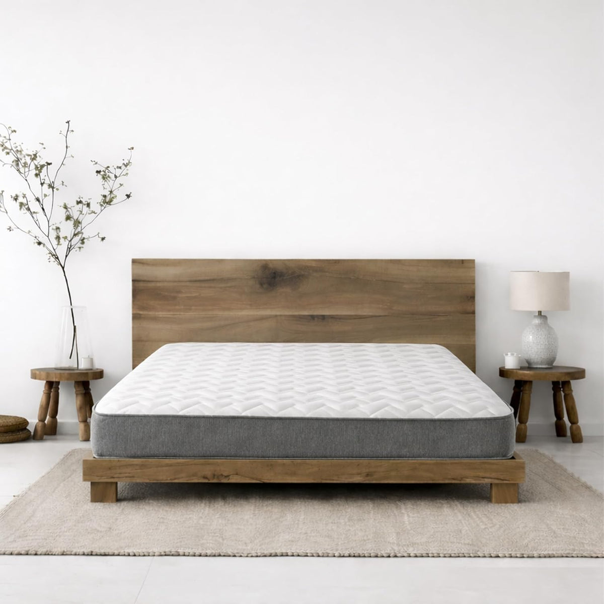 Starlight Beds Essentials Zig Zag tweepersoonsmatras met veren en traagschuim. 7,5 inch budgetmatras, grijs, zachte stevigheid (135 x 190 x 19 cm)