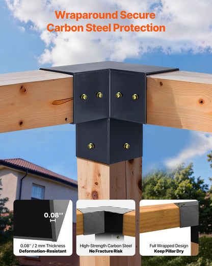 VEVOR Set of 14 Pergola Holders, Wooden Post Holders 92 x 92 mm, 3-Way Corner Holders, 4-Way 4 Post Bases, for Standard Wooden Beams, Pitched Roof, Banquet Party Outdoor