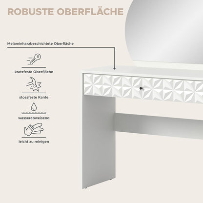xonox.home Make-uptafel Prisma X76A9T69 kaptafel met spiegel in wit melamine, ca. 90x133x39 cm