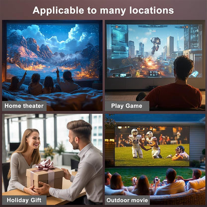 Mini-beamer, smart projector Full HD 1080P, kleine beamer, thuisbioscoop met wifi 6 en Bluetooth 5.2, ondersteunt automatische trapeziumcorrectie, 180 graden draaibaar, compatibel met HDMI/tv-stick