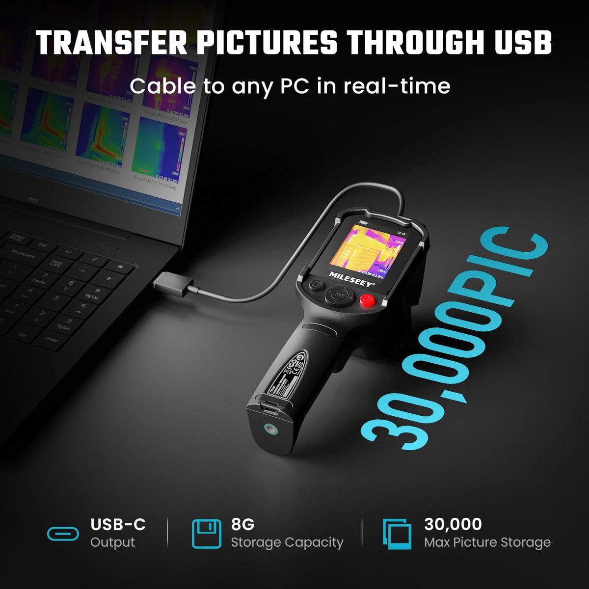 MiLESEEY TR10 thermocamera, super resolutie 192 x 192, professionele warmtebeeldcamera, updatefrequentie 25 Hz, warmtecamera van -4 °F tot 1022 °F, batterijduur van 8 uur