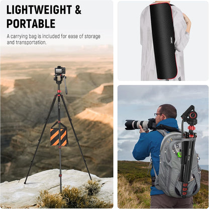 NEEWER 72 inch vloeiende kop video monopod, snelwisselplaat compatibel met DJI RS Gimbal Manfrotto, 360° draaibaar en +90°/-70° kanteling voor DSLR-camera, camcorder, maximale belasting 8 kg, TP72A