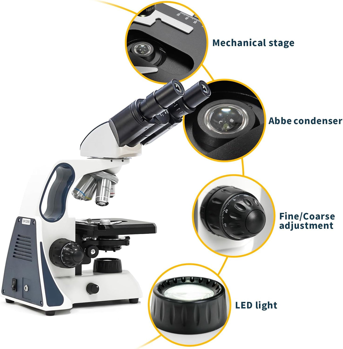 Swift SW400INF-B-CL 40X-2500X Magnificatie, Infinity Optical System Research-Grade Binocular Microscoop Compound Lab met Wide-Field10X/25X Eyepieces, Mechanical Stage, UltraPreciseFocusing
