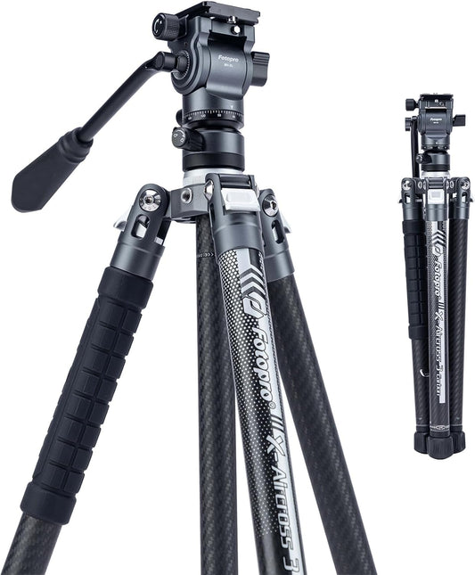 Fotopro X-Aircross 3 Video 62 inch licht reiscamerastatief met vloeistofkop 2,35 lbs ultralicht draagbaar professioneel video-reizen koolstofvezelstatief voor camera DSLR