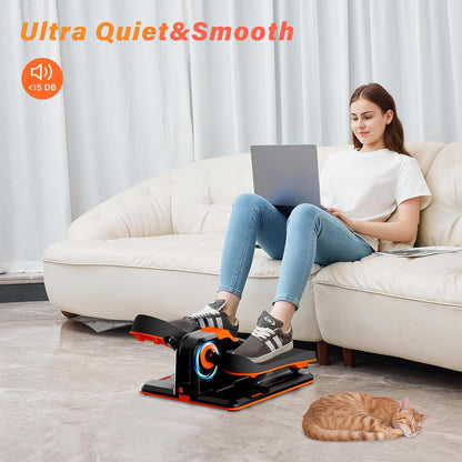 Elliptische Trainer – Crosstrainer – Mini Hometrainer – Fietstrainer – Pedaltrainer – Oranje Variant – 7 Weerstanden – 12 Snelheden Met App & Afstandsbediening - QUORE