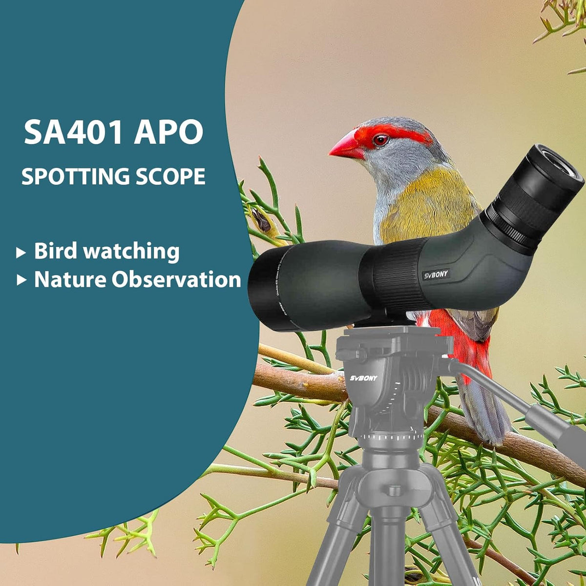 Svbony SA401 APO Spotting Scope 20-60x85, Double ED Glass Spotting Scopes Precise Focus, Waterdichte Mistbestendige Hoekige Telescoop Monoculair