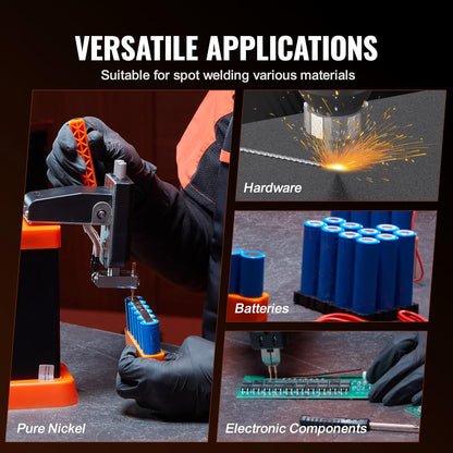 VEVOR Accupuntlasapparaat, 14,5 kW energieopslag met soldeerstift 73B, puntlassen 801D, 2 lasmodi voor zuiver nikkel van 0,1 – 0,3 mm, batterijen