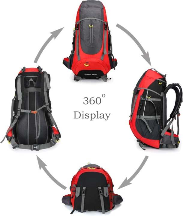 Wandelrugzak - Kampeertas - Trekking rugzak - Camping Essentials Tas - 70L - Lichtgewicht - Waterdichte - Nylon - Rood