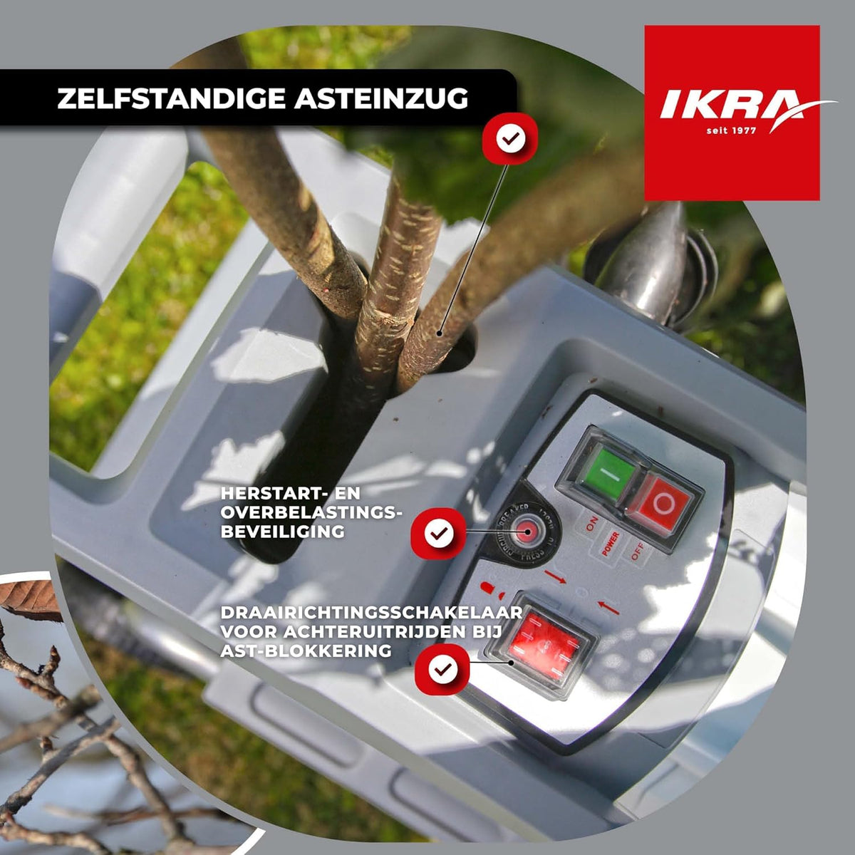 IKRA Elektrische Hakselaar ILH 2800, stil, robuust, onderhoudsarm, takdikte tot 44 mm, rood/wit/grijs/zwart