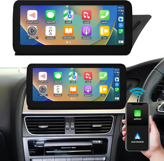 Ninetom 12.3'' Car Radio Touch Screen with Wireless Carplay and Android Car for 2009-2015 Audi A4 A5 S4 S5 with 3G MMI+ System, Supports Mirrorlink, Camera, Navigation - QUORE