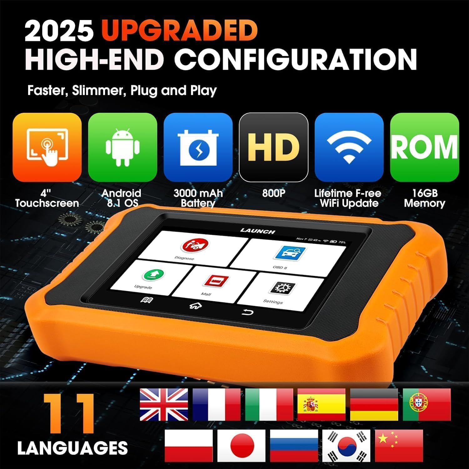 LAUNCH X431 Creader Elite 2.0 OBD2 Diagnostisch Hulpprogramma voor BMW/voor Mini/voor Rolls Royce Zelfde Functie als LAUNCH X431 Diagnostisch Hulpprogramma, Volledige Systeem, 50 + Reset, Actieve Test - QUORE