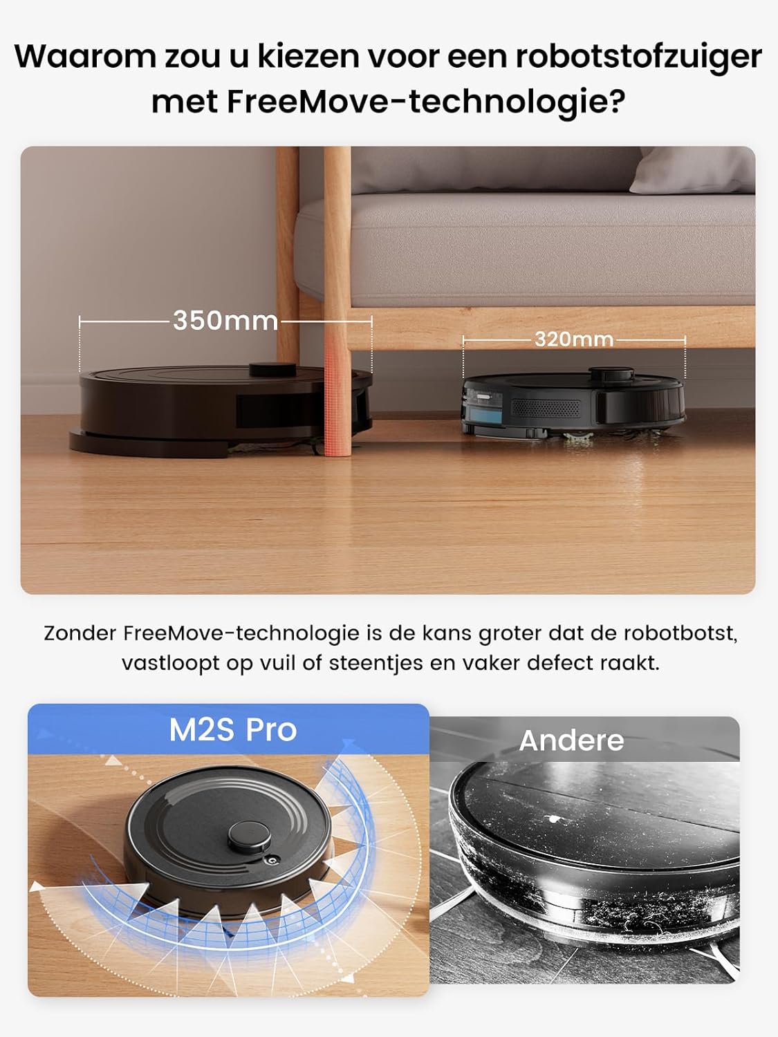 LEFANT M2S Pro robotstofzuiger, zwart