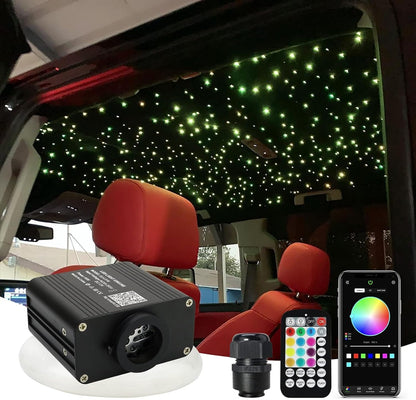 Opgewaardeerd 16 W Starlight Headliner Kit Twinkle&Sound Geactiveerd 600 stks 0.04 "10ft Kabel Fiber Geluid Geactiveerde APP/Bluetooth Afstandsbediening Glasvezel Licht voor Auto Dak Thuis