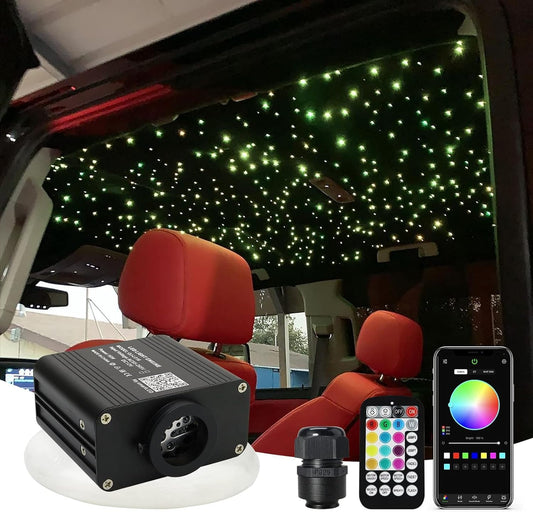 Opgewaardeerd 16 W Starlight Headliner Kit Twinkle&Sound Geactiveerd 600 stks 0.04 "10ft Kabel Fiber Geluid Geactiveerde APP/Bluetooth Afstandsbediening Glasvezel Licht voor Auto Dak Thuis