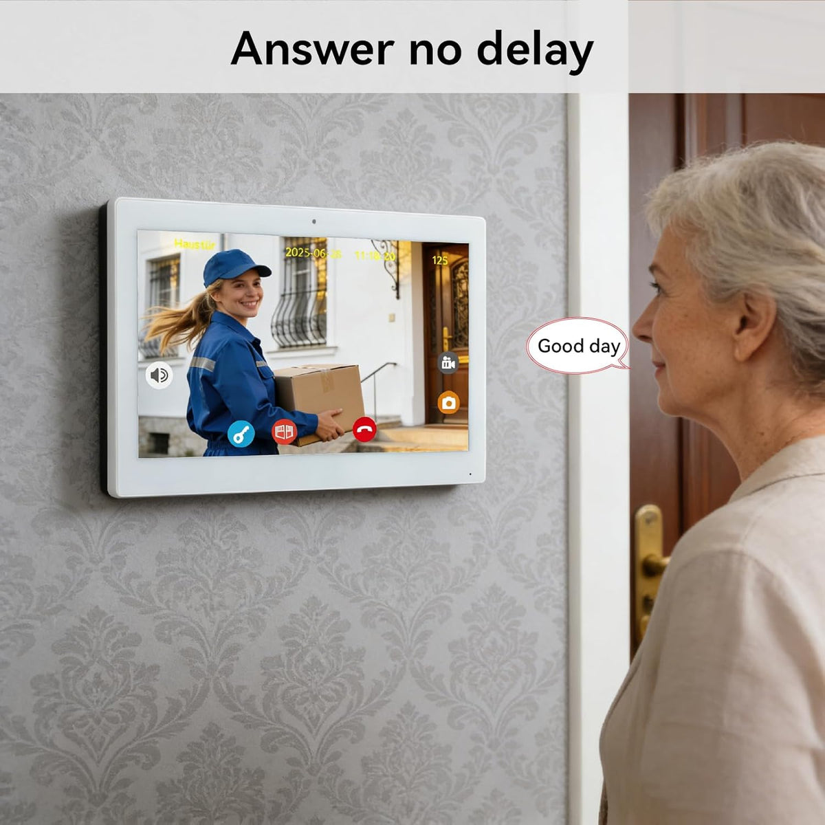 WiFi-video-intercom systeem 1080p, 10,1-inch kleuren touchscreen, 2-draads Videofoon Aangesloten, Tweerichtingsaudio, Ontgrendeling op Afstand, Afspelen, TuyaSmart