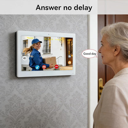 WiFi-video-intercom systeem 1080p, 10,1-inch kleuren touchscreen, 2-draads Videofoon Aangesloten, Tweerichtingsaudio, Ontgrendeling op Afstand, Afspelen, TuyaSmart