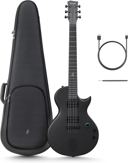 Enya Nova Go Sonic elektrische gitaar - Zwart Slimme elektrische gitaar van koolstofvezel met 10W draadloze luidspreker, geïntegreerde presets, oplaadkabel, instelsleutel en gigbag
