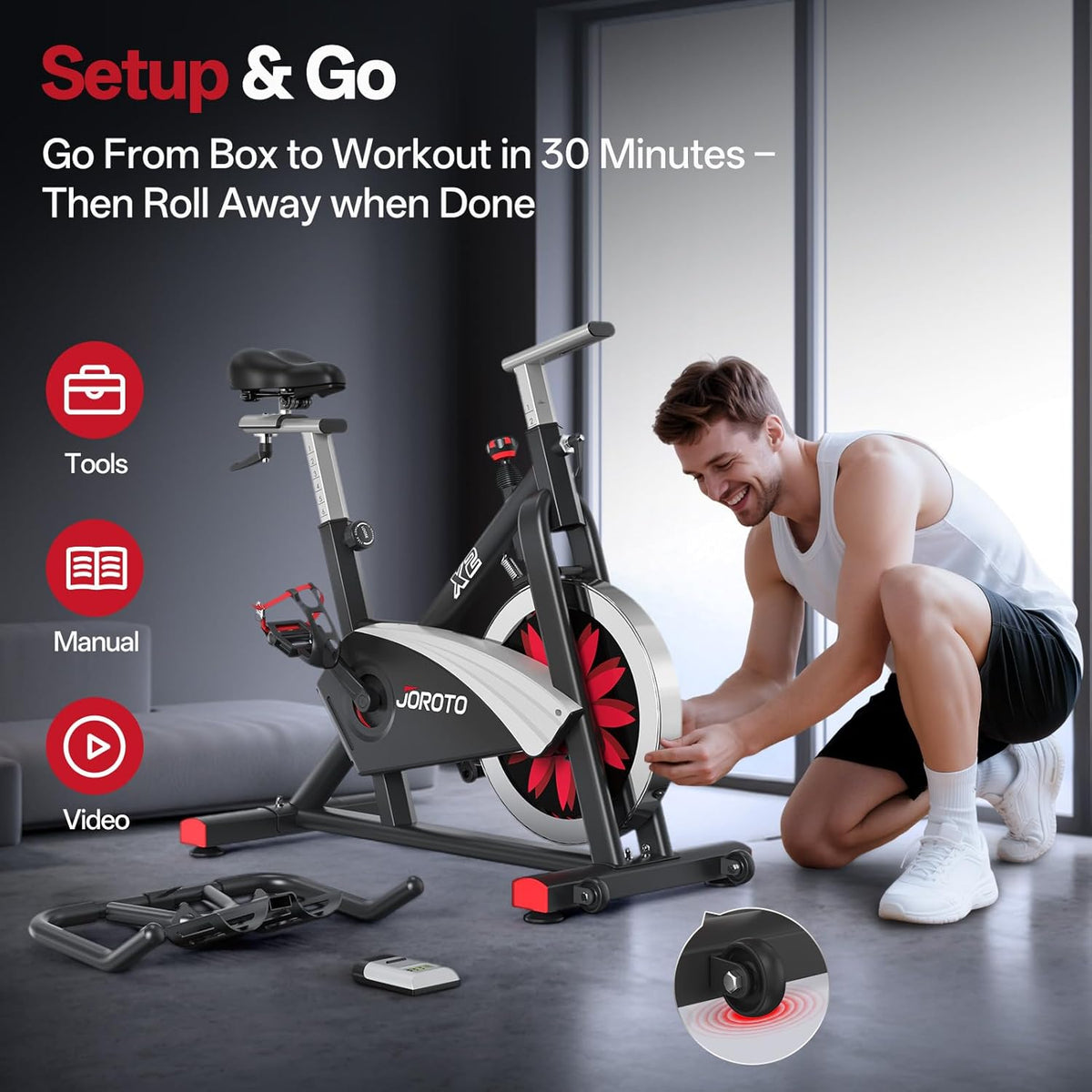 JOROTO X2/X2PRO Bluetooth Home Exercise Bike Magnetic Belt Drive Indoor Bicycle with 18kg Flywheel, 160kg Weight Capacity