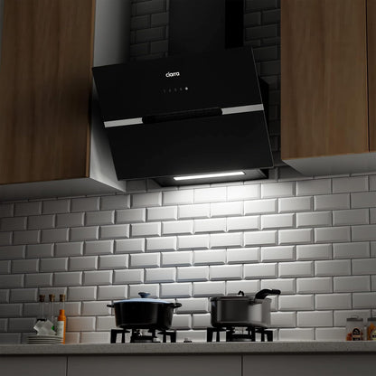 CIARRA CBCB6736F A+++ Afzuigkap 60 cm wandafzuigkap 650m³/h, 3 standen en boostfunctie. Wi-Fi app of touch. afvoer- en recirculatie afzuigkap met koolstoffilter CBCF003. Zwart