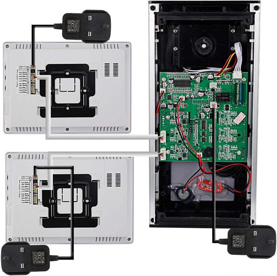 KDL Heimat 7 inch RFID video deurbel intercom deurtelefoon systeem 2 monitoren met 1 IR camera Nachtzicht 800x480 Hoge resolutie voor meerdere appartementen / gezinnen