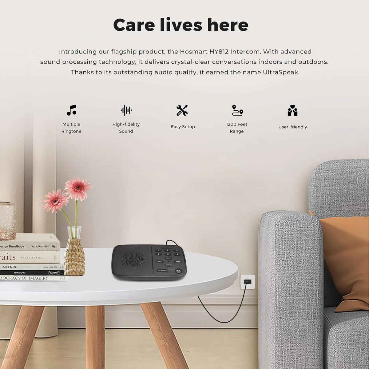 Hosmart Nieuwe Verbeterde Volledige Duplex Draadloze Intercom, 2025 Real-Time Twee-weg Intercom voor Thuis en Bedrijf met Ultra Lange Bereik van 500m