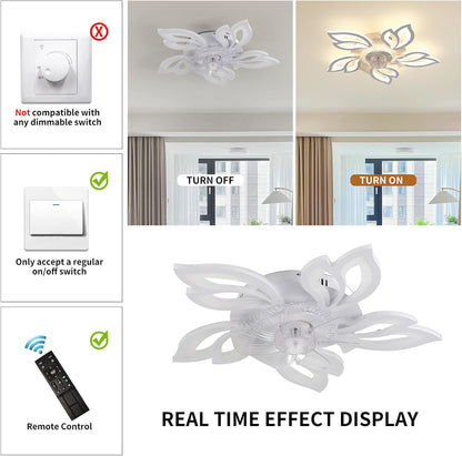 Plafondventilator met verlichting, plafondventilator met 6 snelheden, 3 kleuren, met lichtgevende afstandsbediening, inbouwplafondventilator, moderne led-kroonluchter met verlichting voor