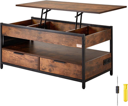 Koffietafel - Table - Coffe table - Living Room Table - Lift Top salontafel - tafel met extra opbergruimte - omklapbare salontafel voor de woonkamer - 39.4in - Bruin - 65.81lbs