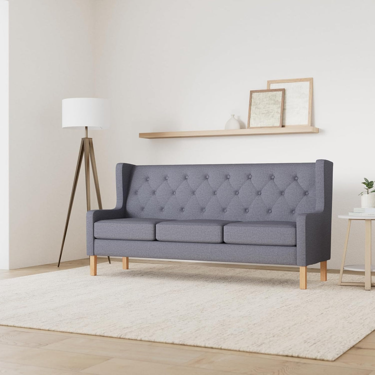 vidaXL Three seater sofa fabric grey, fabric sofa, lounge, living room sofa, fabric sofas, loungers, living room sofas, living room sofas, living room sofas - QUORE