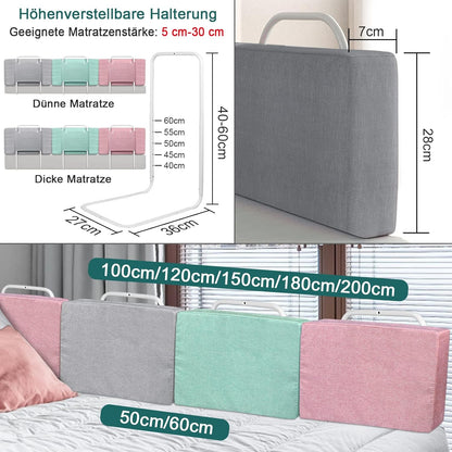 Valbeveiligingshek Kinderbed – Bedhek Peuterbed – Kinderbedbeschermer – Veiligheidshek Babybed – Bedhek Verstelbaar 200 cm – Stevig Metaal – Wasbare Stoffering