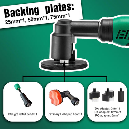 BATOCA S6 Mini Batterij Polijstmachine,DA&RO Polijst machine,Professionele Set voor Detailing en Lakverzorging,12V Auto Polijsten-25mm/50mm/75mm,1000-5000PRM&4200-21000rpm,polijstspons/wolschijf