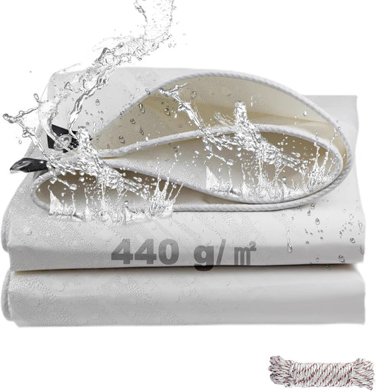 SHANNA 440 g/m² waterdicht vrachtwagenzeil met ingestanste ringen, 4 x 6 m afdekzeil, zwaar pvc, multifunctioneel afdekzeil, zeildoek voor tuinmeubelen, hout, trampoline, pool, auto, scheurvast