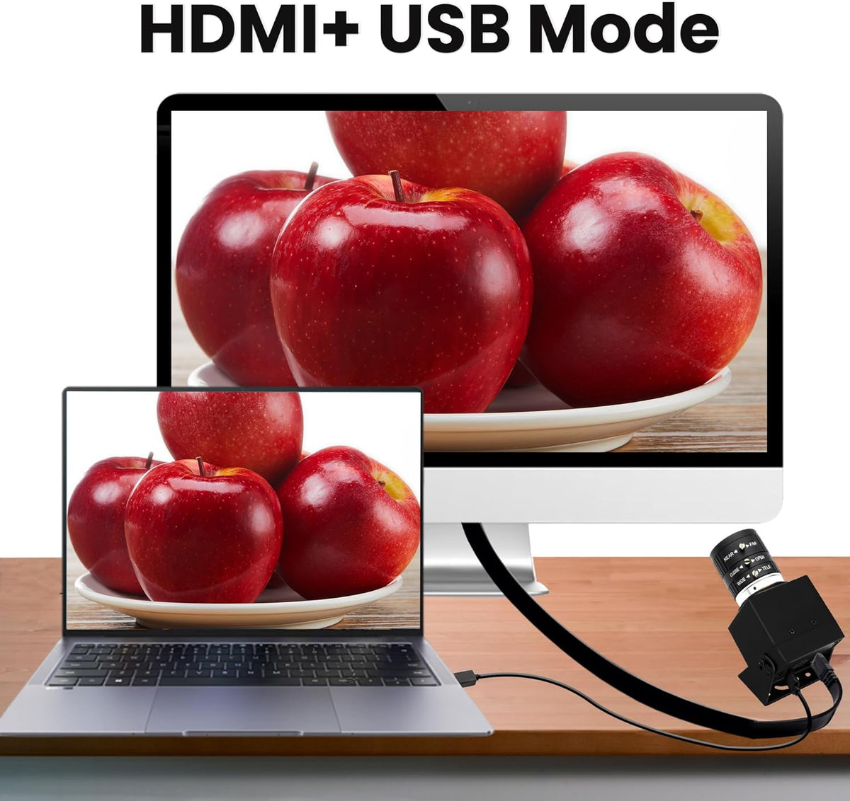 Svpro 4K USB HDMI-camera, handmatige zoom, webcam, variabele focus, externe computercamera, H.264, industriële camera, USB en HDMI, dubbele uitgang voor laptop, tablet, tv-monitor