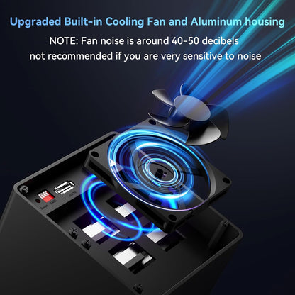 Harde schijfbehuizing, CENMATE 4-bay RAID-behuizing 5 Gbps met ventilator voor 2,5/3,5 SATA HDD/SSD, USB A/C 3.0+eSATA-kabel, 3,5 harde schijfbehuizing ondersteunt 80 TB capaciteit, 8 RAID-modi, DAS