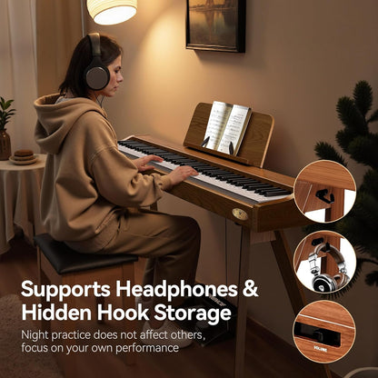 Digitale Piano – E-Piano – Elektrische Piano – 88 Toetsen Piano – Hamerpiano – Met Standaard – 88-Toetsen Hamermechaniek – 20 W Stereo Luidsprekers